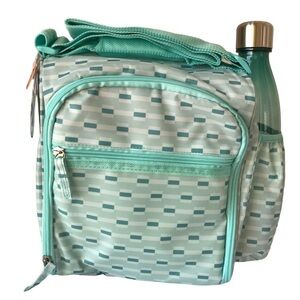 insulated lunch tote for‎ hot & cold food storage in turquoise 7 piece